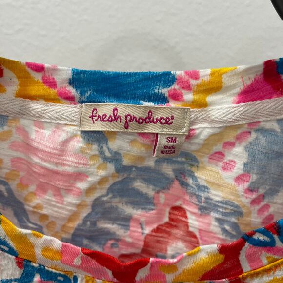 Fresh Produce Women's MD Marrakesh Catalina 3/4 Sleeve Geometric Print Shirt Top - Picture 4 of 4